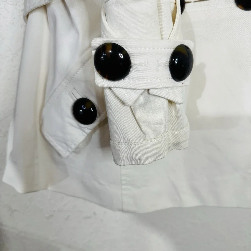 Zara Jacket Bell Sleeve Cream Beige‎ M Woman Cotton Double Breast Buttons Lined